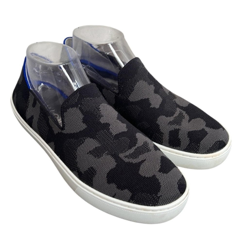 Rothy’s Slip-On Sneakers Women’s 9.5 Black Gray Camo Knit Comfort Casual Shoe